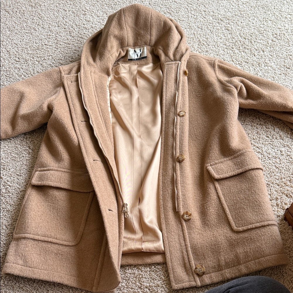 Vintage Tan Mackintosh Hooded Wool and Mohair Coat Sz 14